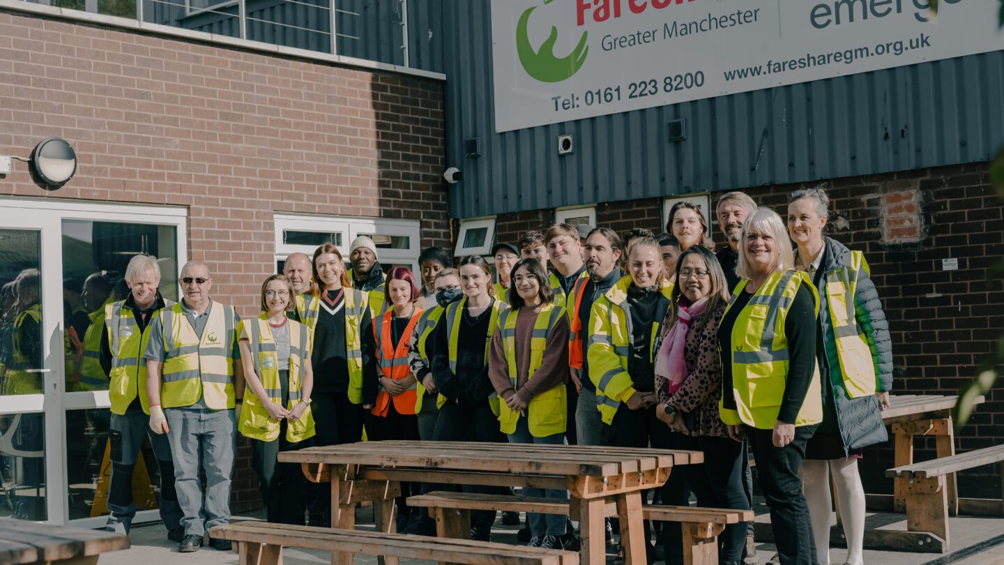 Fareshare Greater Manchester admin staff outside building