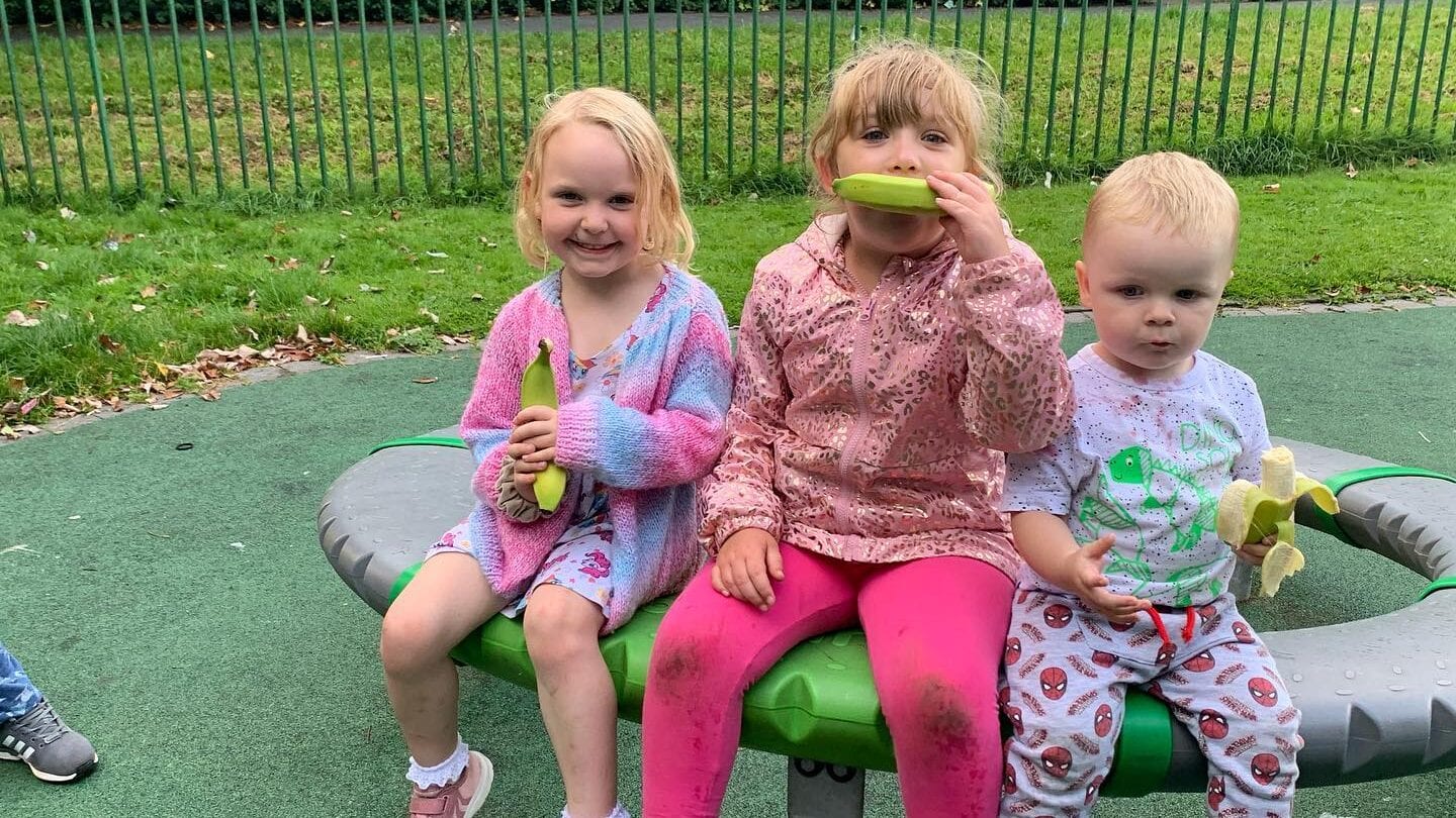 kids eating bananas - our lockdown story