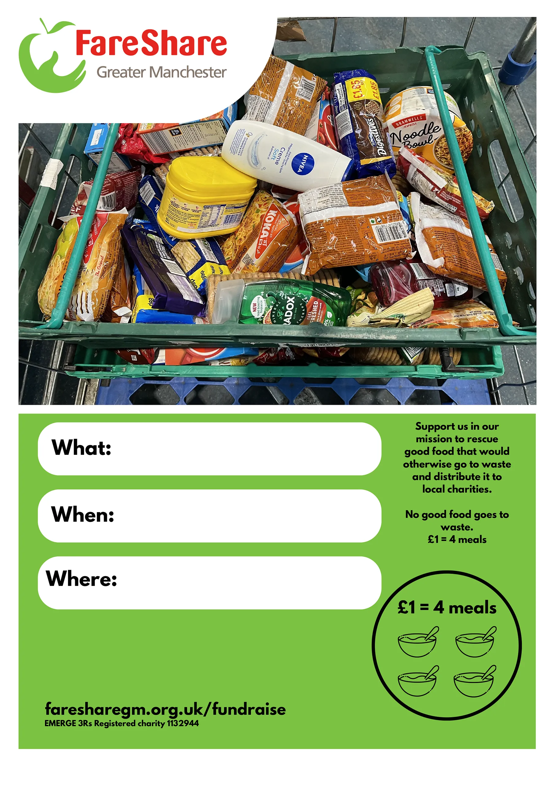 event poster crate of food