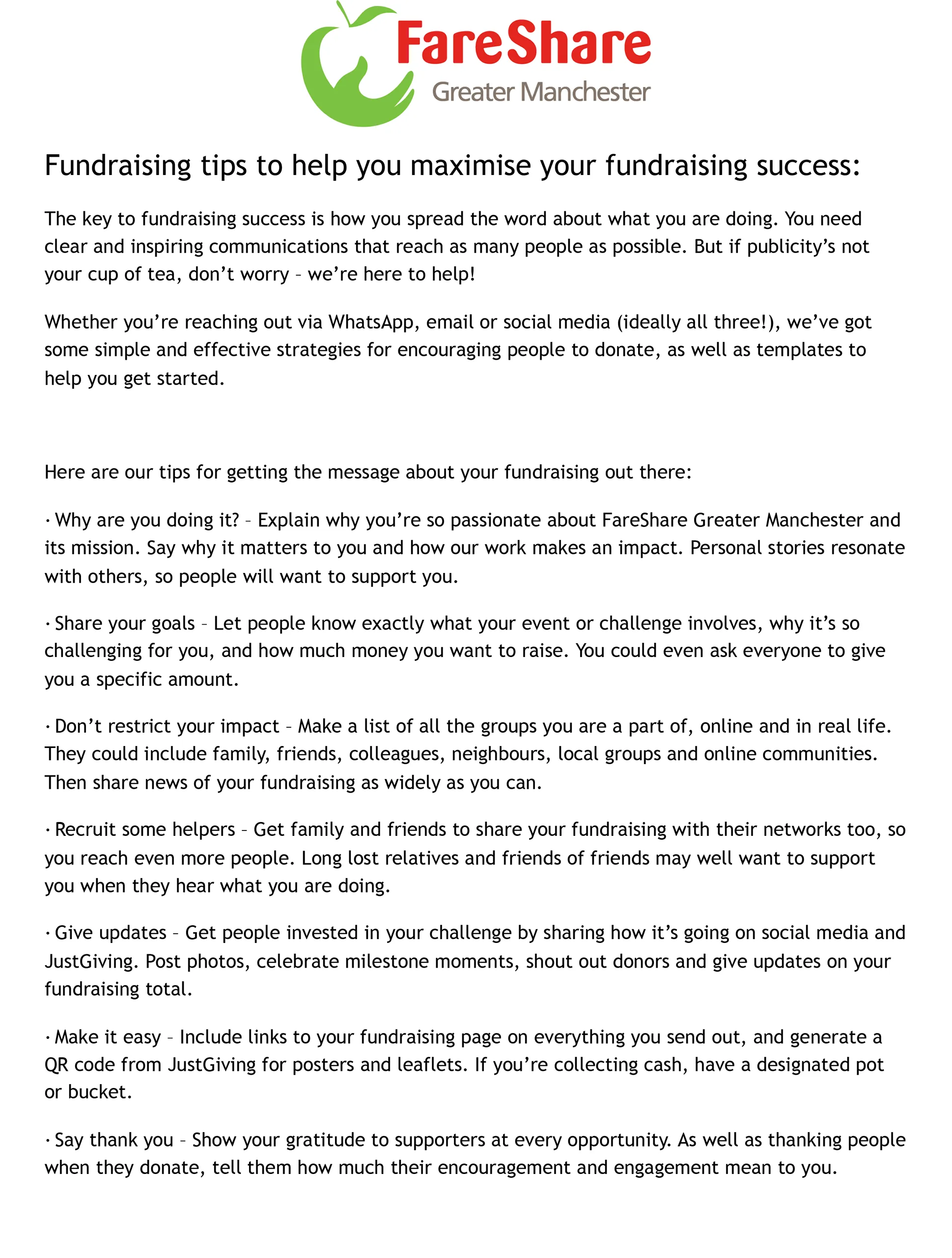 Fundraising tips to help maximise your goals