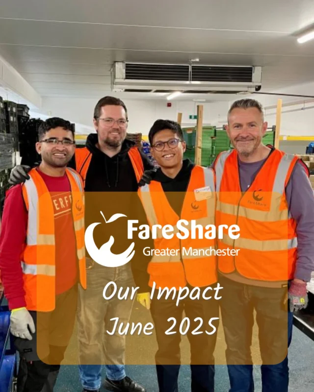 🙌 It was a super busy month for us in June – we redistributed the equivalent of almost half a million meals (494,680 to be precise)!

💚 Huge thanks to all of our food suppliers, our staff, volunteers and corporate volunteers for helping us make such a huge impact - rescuing good-to-eat surplus food from going to waste and getting it out to those who really need it.

June 2025 in numbers:
🚛207.7 tonnes of food redistributed
🍽Equivalent to 494,680 meals 
💚264 charities served
🥕76.8 tonnes of veg
🍏15.9 tonnes of fruit
🍗14.1 tonnes of meat
🍞11.9 tonnes of bread

#FareShareGM #CommunityImpact #StopFoodWaste #FightFoodInsecurity