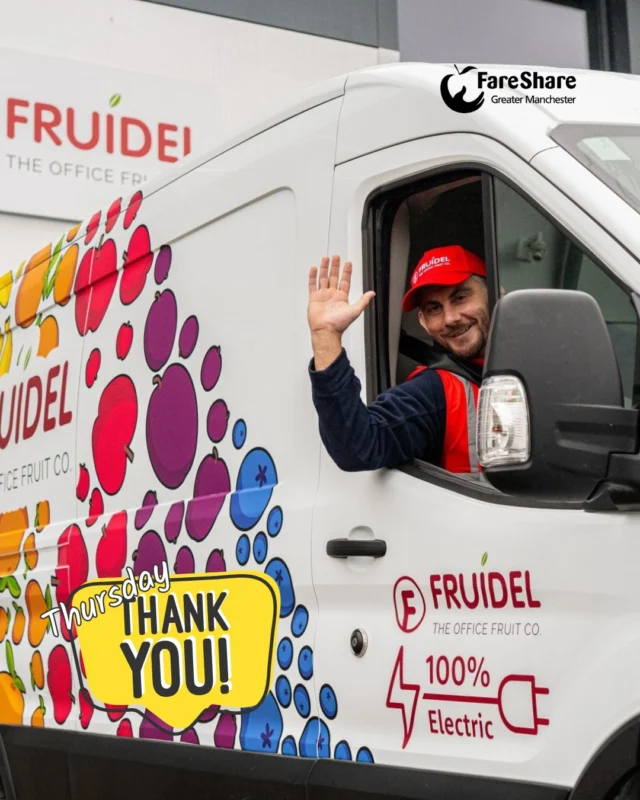 🍏 Today, we’re shining the spotlight on our friends at Fruidel – the fresh produce and milk delivery company who are helping us fight hunger and tackle food waste in Greater Manchester.

🍎🥛 Since March 2020, @fruidel has donated over 29 tonnes of fruit and dairy to our warehouse – enough to help feed thousands of people through 250+ community groups and charities. 

As Fruidel says: “Wasting food while others go hungry goes against our values. This partnership lets us give back in a meaningful way.”

💚 Thank you, Fruidel, for your generosity, commitment, and shared vision of a fairer, more sustainable food system. 

Read our latest Food Story about our partnership with Fruidel over on our website (link in bio 👆)

#FareShareGM #Fruidel #FightFoodInsecurity #StopFoodWaste